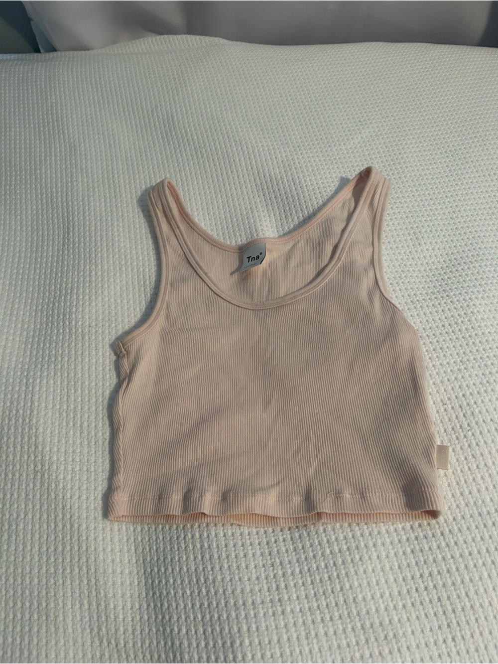 TNA Ribbed Crop Tank in Pale Pink